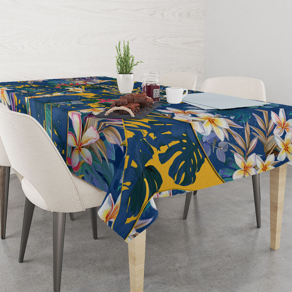 Parramatta Eels Tablecloth Tropical Hibiscus Floral Pattern With Blue And Yellow Accents