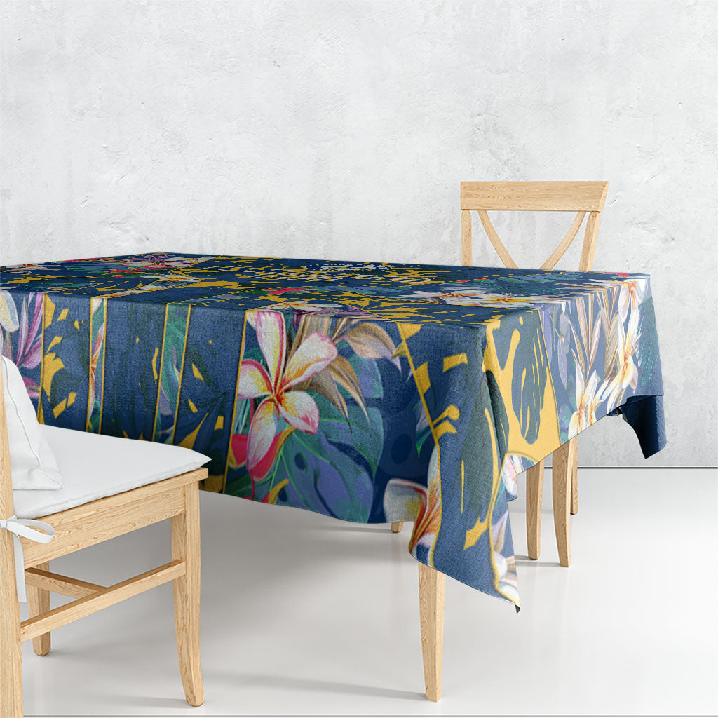 Parramatta Eels Tablecloth Tropical Hibiscus Floral Pattern With Blue And Yellow Accents