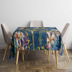 Parramatta Eels Tablecloth Tropical Hibiscus Floral Pattern With Blue And Yellow Accents