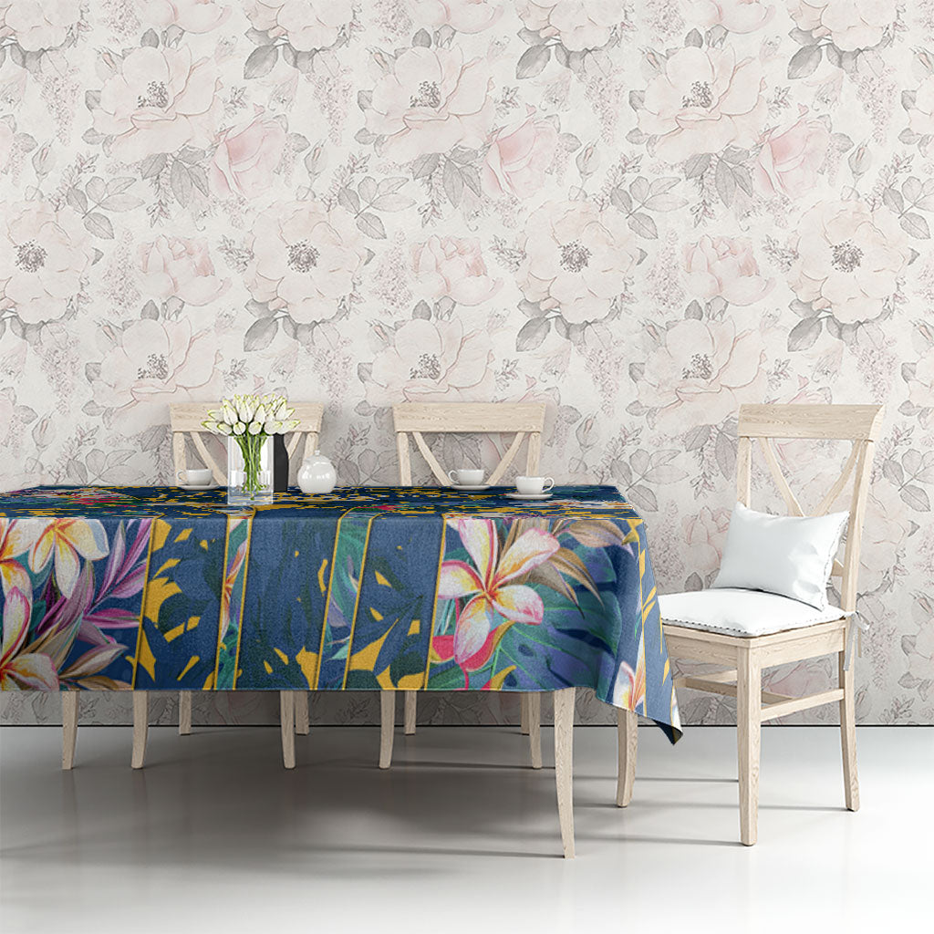 Parramatta Eels Tablecloth Tropical Hibiscus Floral Pattern With Blue And Yellow Accents