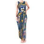 Parramatta Eels Tank Maxi Dress Tropical Hibiscus Floral Pattern With Blue And Yellow Accents