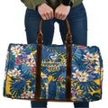 Parramatta Eels Travel Bag Tropical Hibiscus Floral Pattern With Blue And Yellow Accents