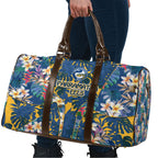 Parramatta Eels Travel Bag Tropical Hibiscus Floral Pattern With Blue And Yellow Accents