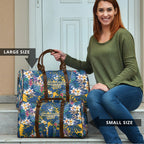 Parramatta Eels Travel Bag Tropical Hibiscus Floral Pattern With Blue And Yellow Accents