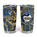 Parramatta Eels Tumbler Cup Tropical Hibiscus Floral Pattern With Blue And Yellow Accents