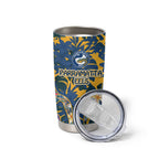 Parramatta Eels Tumbler Cup Tropical Hibiscus Floral Pattern With Blue And Yellow Accents