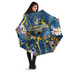Parramatta Eels Umbrella Tropical Hibiscus Floral Pattern With Blue And Yellow Accents