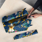 Parramatta Eels Umbrella Tropical Hibiscus Floral Pattern With Blue And Yellow Accents