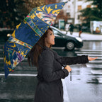 Parramatta Eels Umbrella Tropical Hibiscus Floral Pattern With Blue And Yellow Accents
