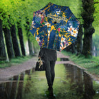Parramatta Eels Umbrella Tropical Hibiscus Floral Pattern With Blue And Yellow Accents