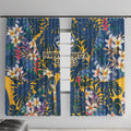 Parramatta Eels Window Curtain Tropical Hibiscus Floral Pattern With Blue And Yellow Accents