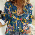 Parramatta Eels Women Casual Shirt Tropical Hibiscus Floral Pattern With Blue And Yellow Accents