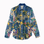 Parramatta Eels Women Casual Shirt Tropical Hibiscus Floral Pattern With Blue And Yellow Accents