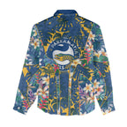 Parramatta Eels Women Casual Shirt Tropical Hibiscus Floral Pattern With Blue And Yellow Accents