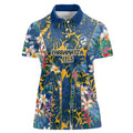Parramatta Eels Women Polo Shirt Tropical Hibiscus Floral Pattern With Blue And Yellow Accents