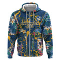Parramatta Eels Zip Hoodie Tropical Hibiscus Floral Pattern With Blue And Yellow Accents