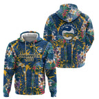 Parramatta Eels Zip Hoodie Tropical Hibiscus Floral Pattern With Blue And Yellow Accents