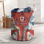 St George Illawarra Dragons Laundry Basket Tropical Hibiscus Floral Pattern With Red And White Accents