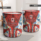St George Illawarra Dragons Laundry Basket Tropical Hibiscus Floral Pattern With Red And White Accents