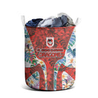St George Illawarra Dragons Laundry Basket Tropical Hibiscus Floral Pattern With Red And White Accents