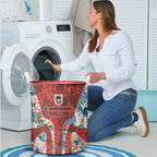 St George Illawarra Dragons Laundry Basket Tropical Hibiscus Floral Pattern With Red And White Accents