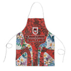 St George Illawarra Dragons Apron Tropical Hibiscus Floral Pattern With Red And White Accents