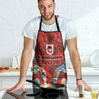 St George Illawarra Dragons Apron Tropical Hibiscus Floral Pattern With Red And White Accents