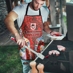 St George Illawarra Dragons Apron Tropical Hibiscus Floral Pattern With Red And White Accents