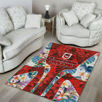 St George Illawarra Dragons Area Rug Tropical Hibiscus Floral Pattern With Red And White Accents