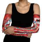 St George Illawarra Dragons Arm Sleeves Tropical Hibiscus Floral Pattern With Red And White Accents