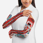 St George Illawarra Dragons Arm Sleeves Tropical Hibiscus Floral Pattern With Red And White Accents