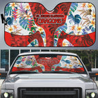 St George Illawarra Dragons Auto Sun Shade Tropical Hibiscus Floral Pattern With Red And White Accents