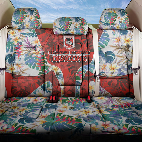 St George Illawarra Dragons Back Car Seat Cover Tropical Hibiscus Floral Pattern With Red And White Accents