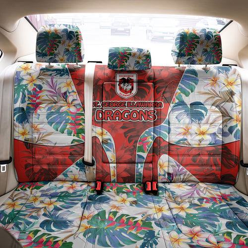 St George Illawarra Dragons Back Car Seat Cover Tropical Hibiscus Floral Pattern With Red And White Accents