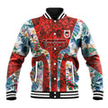 St George Illawarra Dragons Baseball Jacket Tropical Hibiscus Floral Pattern With Red And White Accents