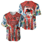 St George Illawarra Dragons Baseball Jersey Tropical Hibiscus Floral Pattern With Red And White Accents