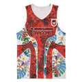 St George Illawarra Dragons Basketball Jersey Tropical Hibiscus Floral Pattern With Red And White Accents
