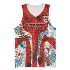 St George Illawarra Dragons Basketball Jersey Tropical Hibiscus Floral Pattern With Red And White Accents