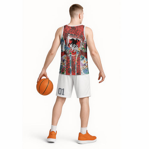 St George Illawarra Dragons Basketball Jersey Tropical Hibiscus Floral Pattern With Red And White Accents