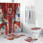 St George Illawarra Dragons Bathroom Set Tropical Hibiscus Floral Pattern With Red And White Accents