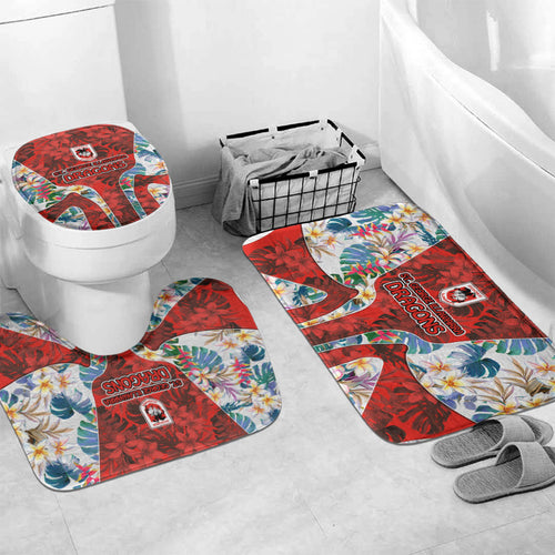 St George Illawarra Dragons Bathroom Set Tropical Hibiscus Floral Pattern With Red And White Accents