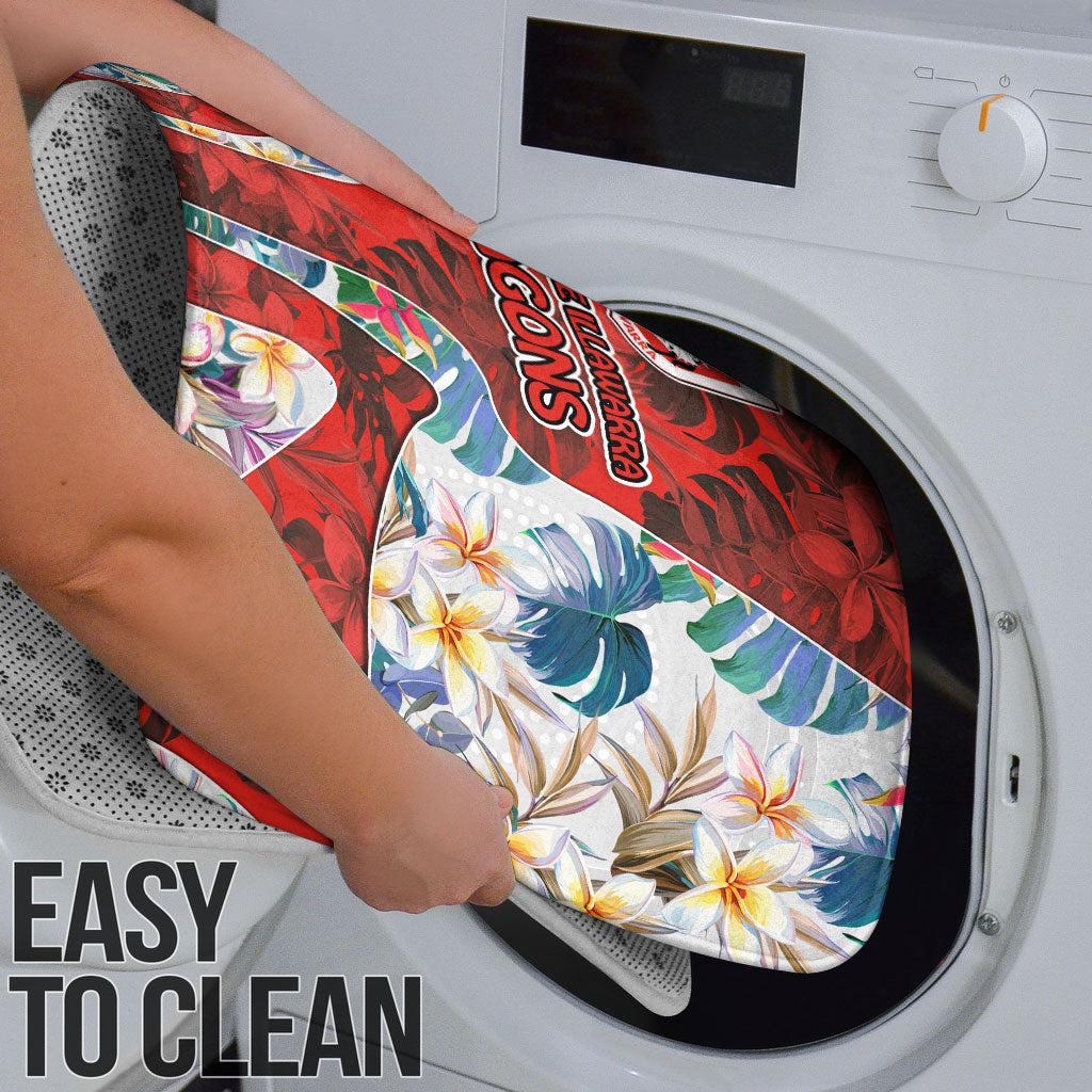 St George Illawarra Dragons Bathroom Set Tropical Hibiscus Floral Pattern With Red And White Accents