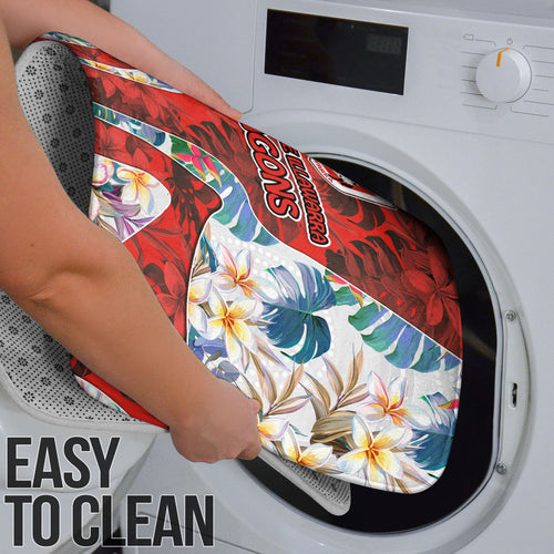 St George Illawarra Dragons Bathroom Set Tropical Hibiscus Floral Pattern With Red And White Accents