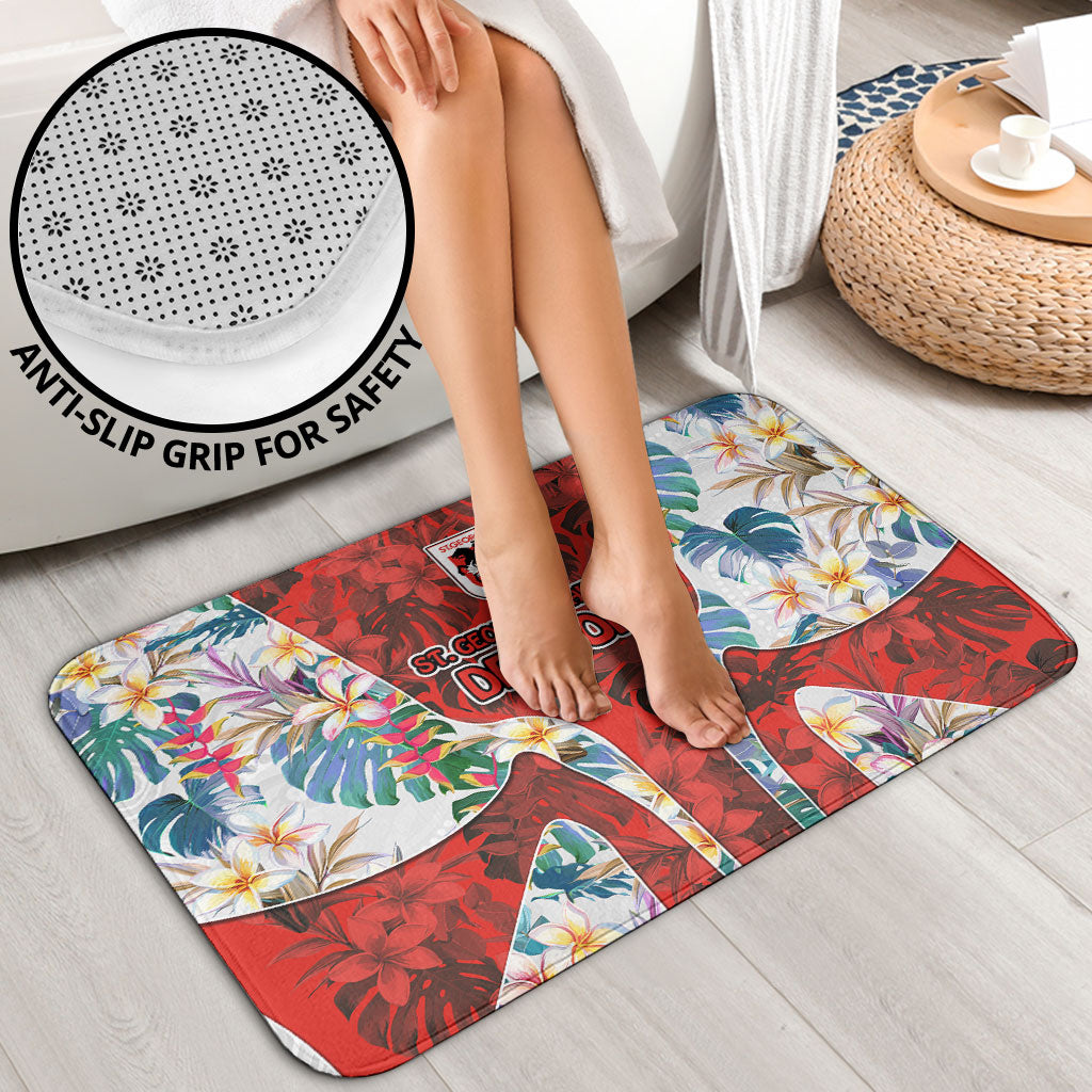 St George Illawarra Dragons Bathroom Set Tropical Hibiscus Floral Pattern With Red And White Accents