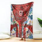 St George Illawarra Dragons Blanket Tropical Hibiscus Floral Pattern With Red And White Accents