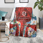St George Illawarra Dragons Blanket Tropical Hibiscus Floral Pattern With Red And White Accents