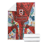 St George Illawarra Dragons Blanket Tropical Hibiscus Floral Pattern With Red And White Accents