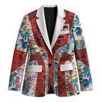 St George Illawarra Dragons Blazer Tropical Hibiscus Floral Pattern With Red And White Accents