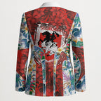 St George Illawarra Dragons Blazer Tropical Hibiscus Floral Pattern With Red And White Accents
