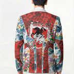 St George Illawarra Dragons Blazer Tropical Hibiscus Floral Pattern With Red And White Accents